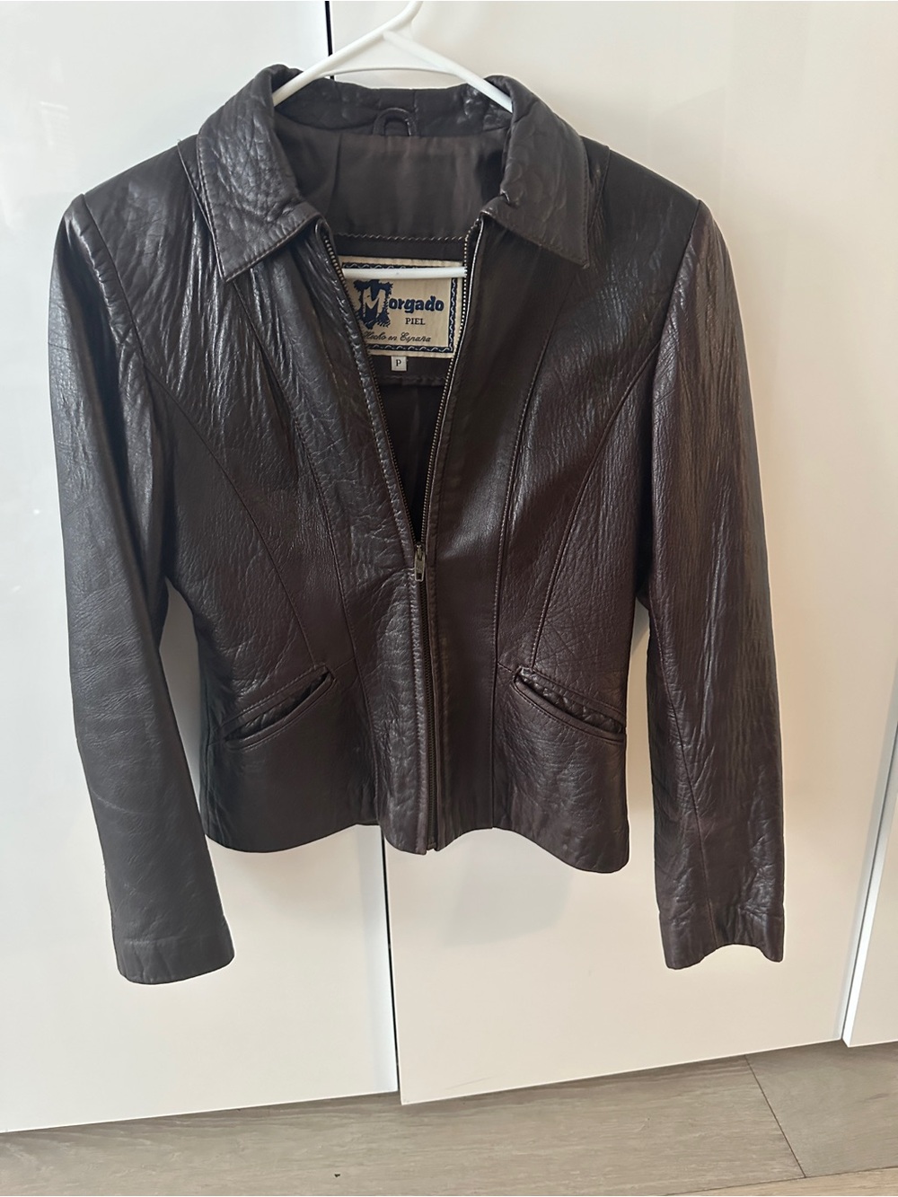 Dark Brown Leather Zip-Front Women’s Jacket